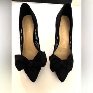 LC Lauren Conrad Black Lace Bow Heels